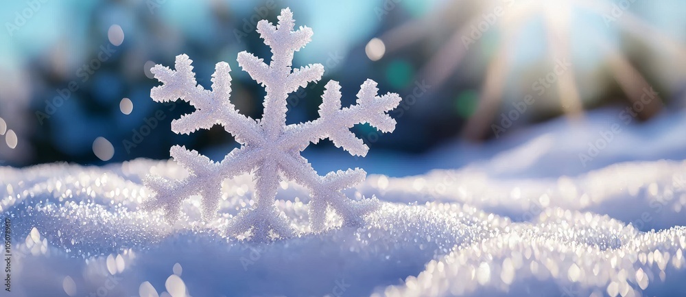 Poster an ideal design for winter and new year's designs including an image of an oversized snowflake atop 