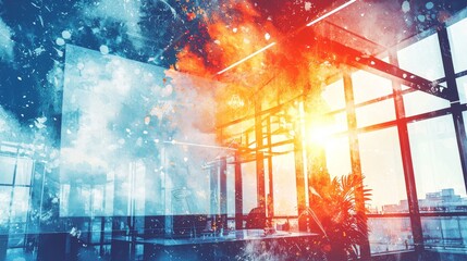 Stakeholders at an eco-friendly product launch, watercolor style, and market innovation