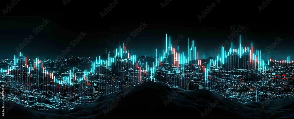 Poster analyzing stock market volatility and risk factors with advanced data visualization methods.