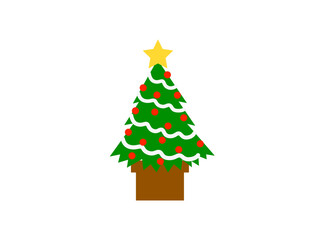 シンプルなクリスマスツリーB：白モール＆赤オーナメント
