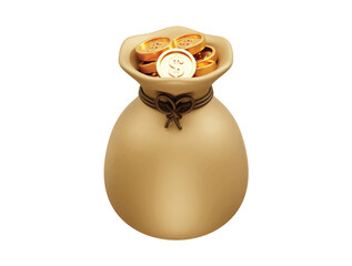 Money bag icon illustration render 3d