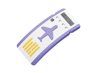 Airplane ticket icon illustration. Airline boarding pass ticket. Summer vacation 3d illustration