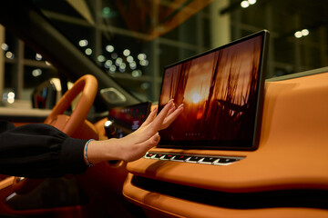 A modern car interior with advanced touchscreen controls enhances user experience and convenience