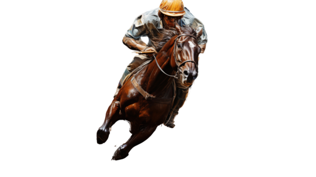 An abstract representation of a polo player in action, set against a plain white background, embodying agility and sport.