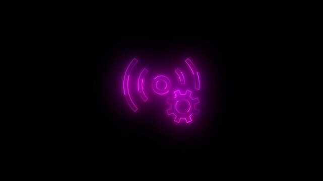 Neon default aon icon glowing black background animation