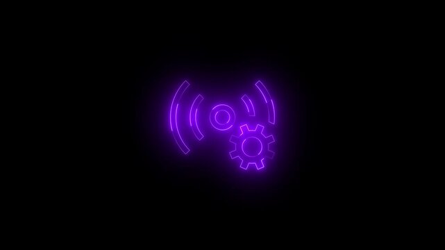 Neon default aon icon glowing black background animation