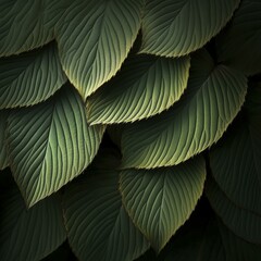 Naklejka premium Close-up View of Green Leaves with Intricate Texture