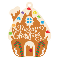 Obraz premium Christmas gingerbread house vector cartoon illustration