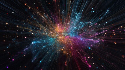 Naklejka premium A vibrant explosion of colors and light, resembling a cosmic event or abstract art.