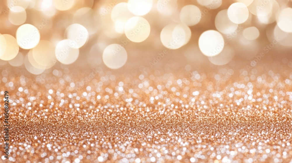 Poster Golden glitter sparkles with a soft bokeh background, creating a festive atmosphere, AI