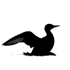 Naklejka premium loon silhouette vector illustration, Loon silhouette vector art illustration with white background. Generative AI