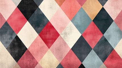 Fototapeta premium colorful geometric pattern, green, red, yellow, blue and black colors. Grunge texture. Vintage print for textiles
