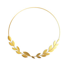 Obraz premium luxury gold leaf simple circle border on white background. Generative AI
