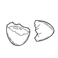 Broken egg vector line drawing isolated in doodle style