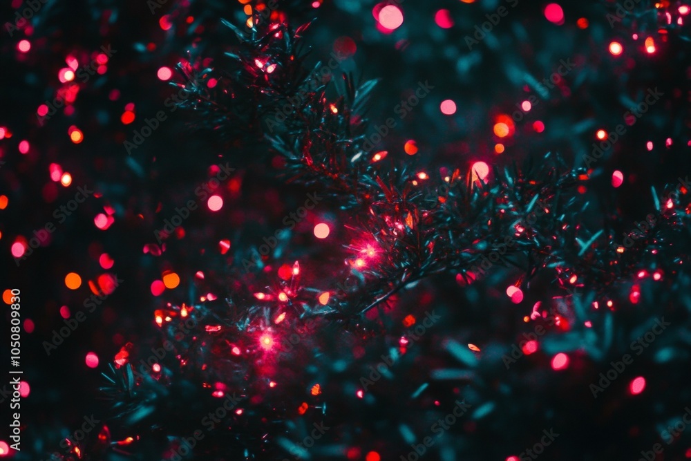 Poster abstract image of vibrant red and blue hues with blurred lights creating a dynamic and energetic atm