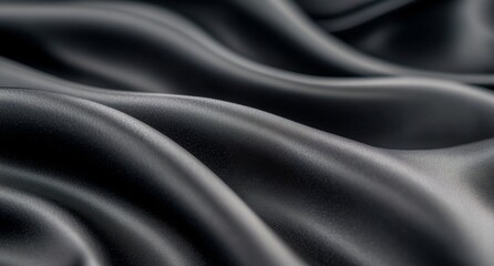 Fototapeta premium Smooth black fabric draping elegantly on a white surface