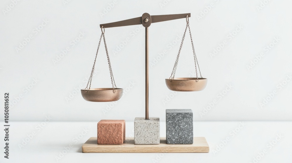 Aufkleber a meaningful depiction of social equity, featuring a set of scales balanced with diverse blocks of v