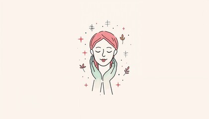 Obraz premium Minimalist illustration of a peaceful woman with closed eyes
