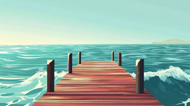Gentle waves lapping against a boat dock adobe illustrator
