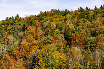 Obraz premium Automne dans le massif des Bauges, Haute-Savoie, France