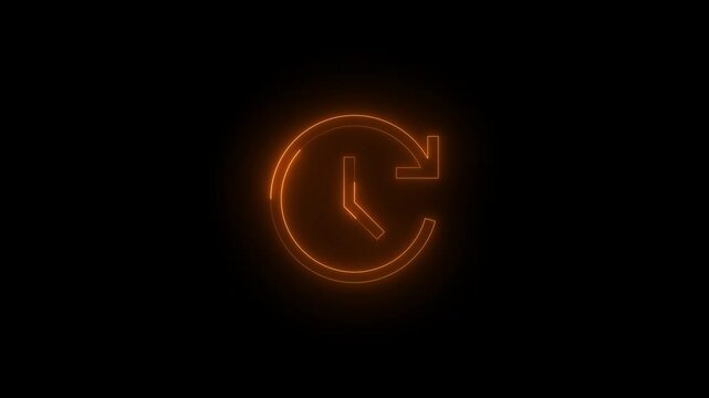 Neon dev update icon glowing black background animation