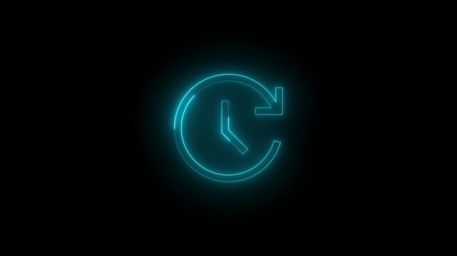 Neon dev update icon glowing black background animation