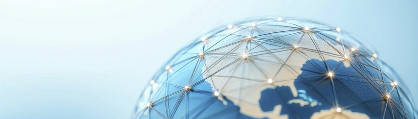 Globe with interconnected nodes, representing international relations, global theme, 3D illustration