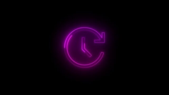 Neon dev update icon glowing black background animation