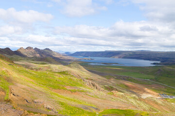 Seltun area aerial landscape, south Iceland panorama.
