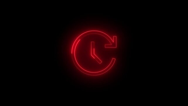 Neon dev update icon glowing black background animation