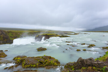 Godafoss falls in summer season view, Iceland
