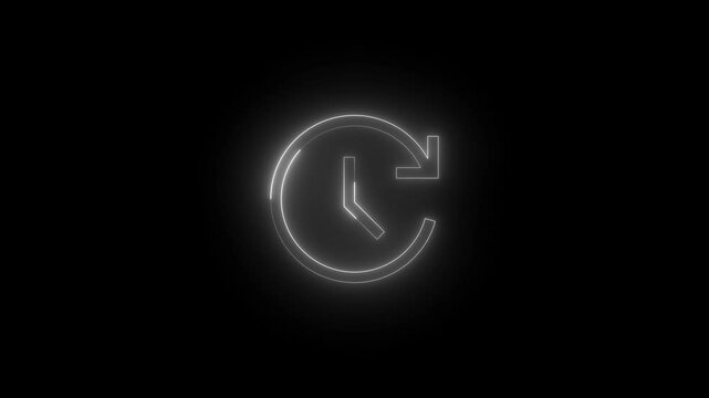 Neon dev update icon glowing black background animation