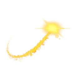 Shooting star light effect with golden sparkles