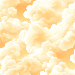Seamless pattern with yellow clouds