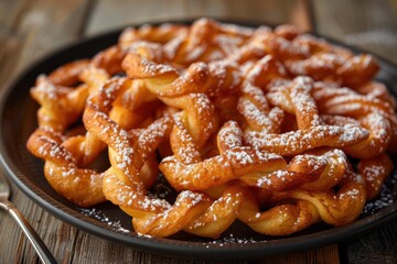 Golden Fried Dough with Powdered Sugar: A Sweet Treat