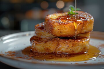 Golden French Toast Drizzled with Syrup - A Delicious Breakfast Treat