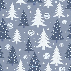 Obraz premium christmas, tree, winter, snow, holiday, vector, illustration, xmas, pattern, fir, forest, trees, season, celebration, decoration, nature, pine, card, set, design, seamless, december, new year, green, 