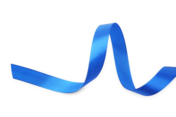 One beautiful blue ribbon isolated on white