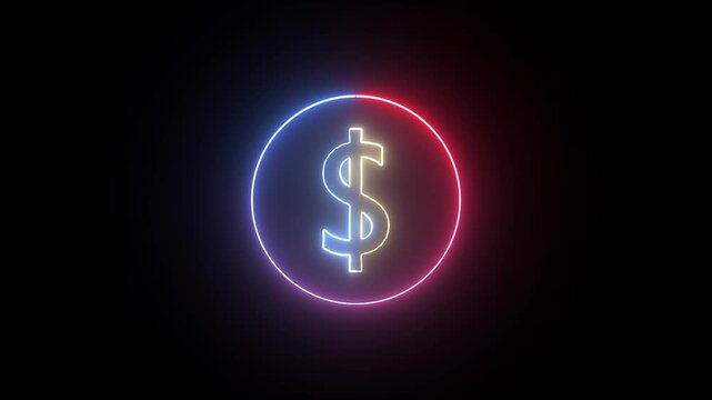 neon Dollar logo animation on black background.