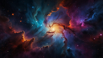 Fototapeta premium Colorful space galaxy cloud nebula. Stary night cosmos. Supernova background wallpaper