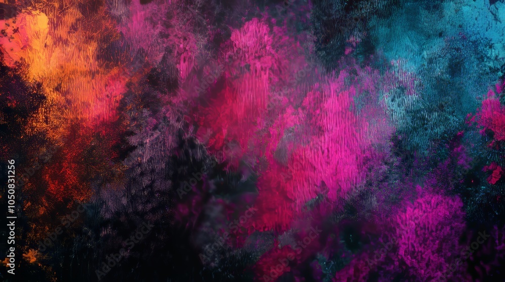 Poster this dynamic abstract artwork features vibrant pink and blue brush strokes, creating a textured and 