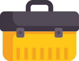 Yellow toolbox with a black handle is waiting to be filled with tools for any kind of repairing work