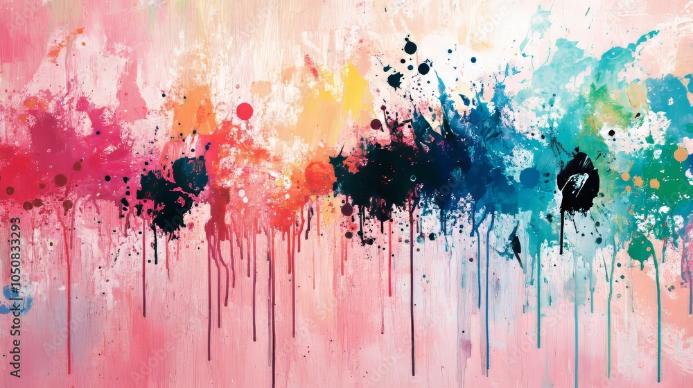 Poster a dynamic color splash artwork with bold, expressive paint strokes creating explosive movement and v