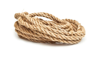 Obraz premium Rupture of hemp rope on white background