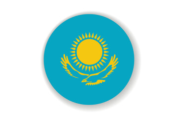 Flag of Kazakhstan. Kazakh national symbol in official colors. Template icon. Abstract vector background. Round glass light ball, 3D big bubble, sphere