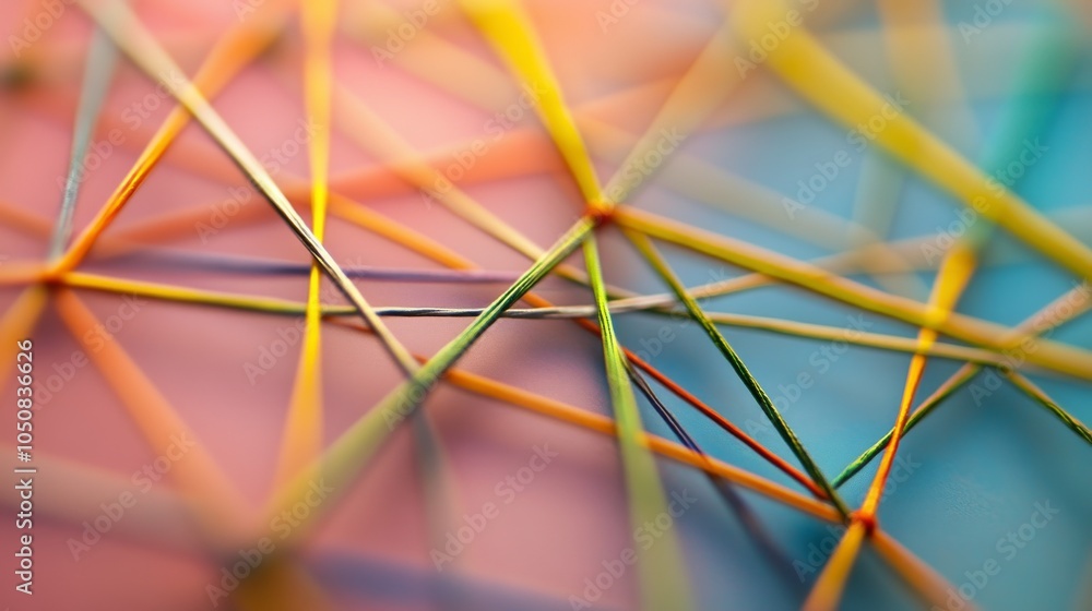 Aufkleber A network of interconnected threads in diverse hues weaving into a resilient fabric, Metaphorizing the strength and interconnectedness of diverse viewpoints, photography style