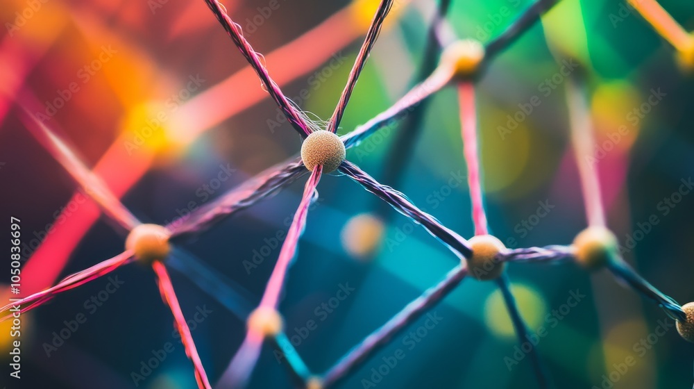 Aufkleber A network of interconnected threads in diverse hues weaving into a resilient fabric, Metaphorizing the strength and interconnectedness of diverse viewpoints, photography style