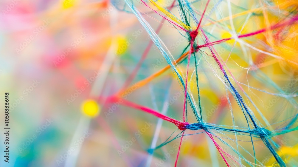 Aufkleber A network of interconnected threads in diverse hues weaving into a resilient fabric, Metaphorizing the strength and interconnectedness of diverse viewpoints, photography style