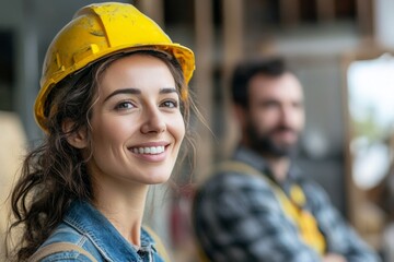 Architect working with a construction worker working for her home renovation project, Generative AI