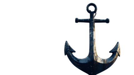A large anchor for mooring ships, boats, and other watercraft, designed to keep the vessel stationary. This heavy maritime anchor is made of steel.